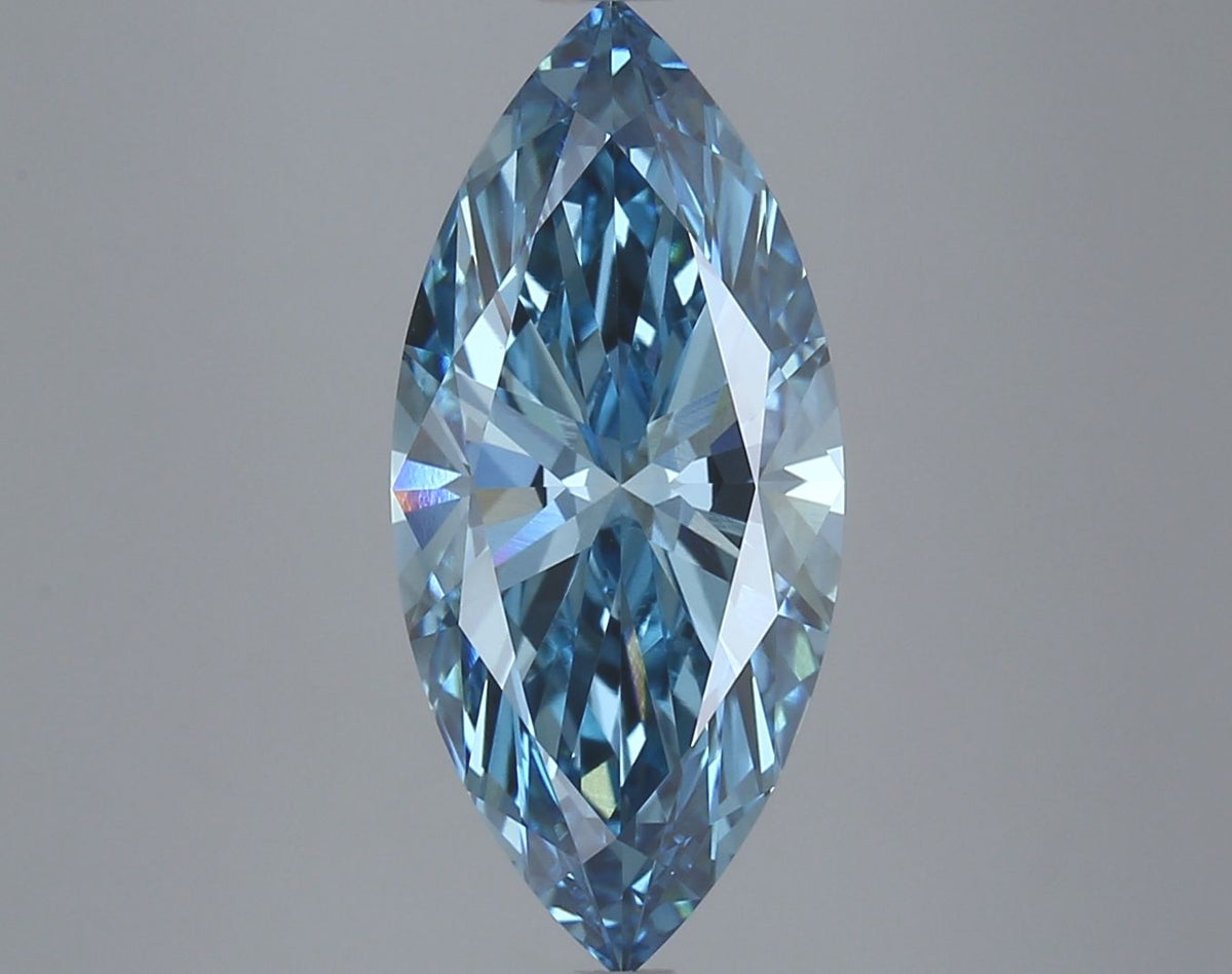 Lab-Grown Marquise Diamond - 3.99 Carats, Fancy Vivid Blue Color, VS1 Clarity - Certified by IGI - Report Number: LG625410186