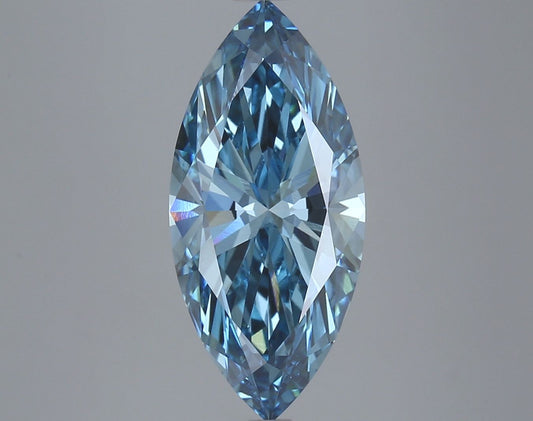 Lab-Grown Marquise Diamond - 3.99 Carats, Fancy Vivid Blue Color, VS1 Clarity - Certified by IGI - Report Number: LG625410186