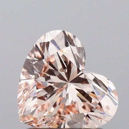 Lab-Grown Heart Diamond - 1.09 Carats, Fancy Brownish Pink Color, VVS2 Clarity - Certified by IGI - Report Number: LG677561930