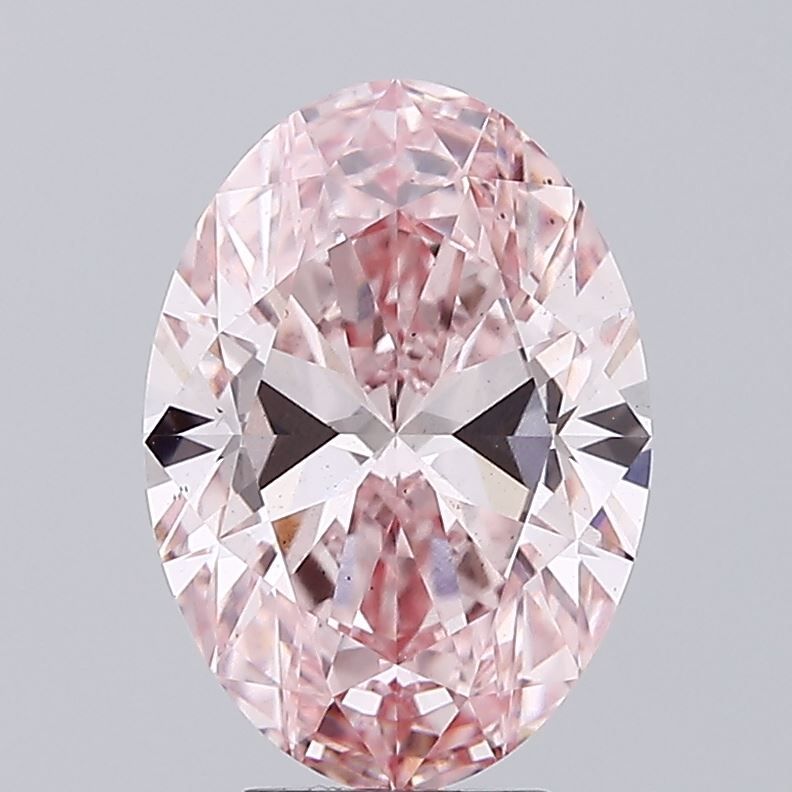 Lab-Grown Oval Diamond - 4.02 Carats, Fancy Vivid Pink Color, VS2 Clarity - Certified by IGI - Report Number: LG668472956