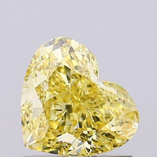 Lab-Grown Heart Diamond - 1.1 Carats, Fancy Intense Yellow Color, VVS2 Clarity - Certified by IGI - Report Number: LG671491978