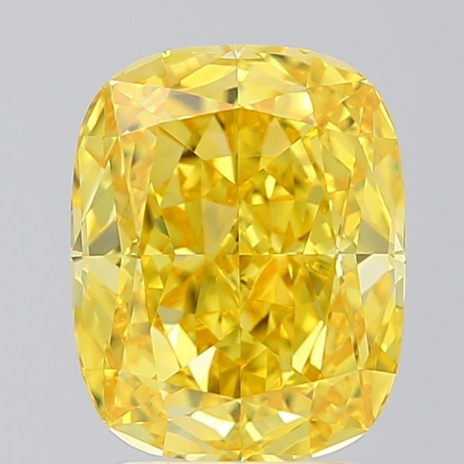 Lab-Grown Cushion Diamond - 2.52 Carats, Fancy Vivid Yellow Color, VVS1 Clarity - Certified by IGI - Report Number: LG659463977