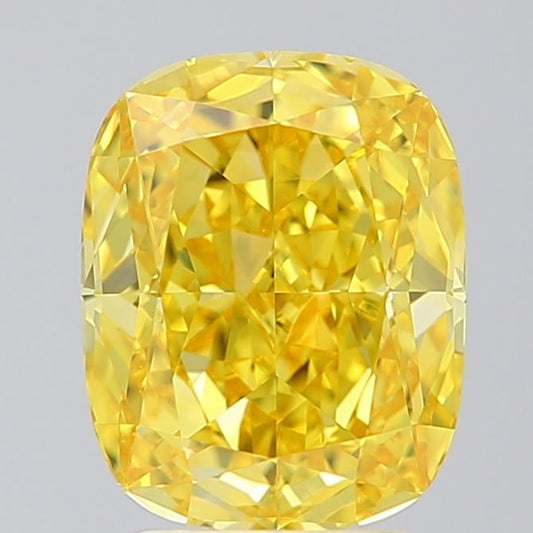 Lab-Grown Cushion Diamond - 2.52 Carats, Fancy Vivid Yellow Color, VVS1 Clarity - Certified by IGI - Report Number: LG659463977