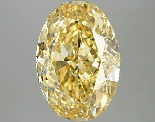 Lab-Grown Oval Diamond - 5.02 Carats, Fancy Vivid Yellow Color, VS2 Clarity - Certified by IGI - Report Number: LG665414891