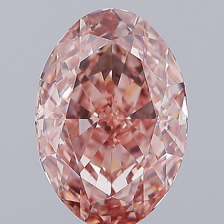 Lab-Grown Oval Diamond - 3.07 Carats, Fancy Intense Brownish Pink Color, VVS2 Clarity - Certified by IGI - Report Number: LG662488083