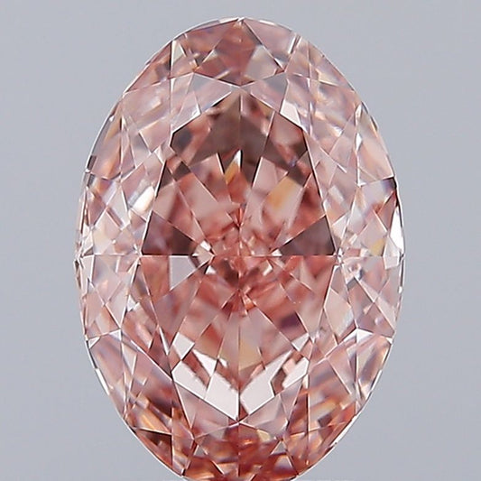 Lab-Grown Oval Diamond - 3.07 Carats, Fancy Intense Brownish Pink Color, VVS2 Clarity - Certified by IGI - Report Number: LG662488083