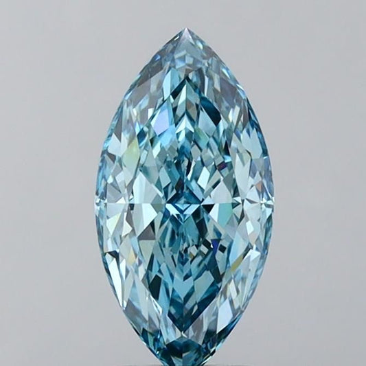 Lab-Grown Marquise Diamond - 2.63 Carats, Fancy Vivid Blue Color, VVS2 Clarity - Certified by IGI - Report Number: LG607390774