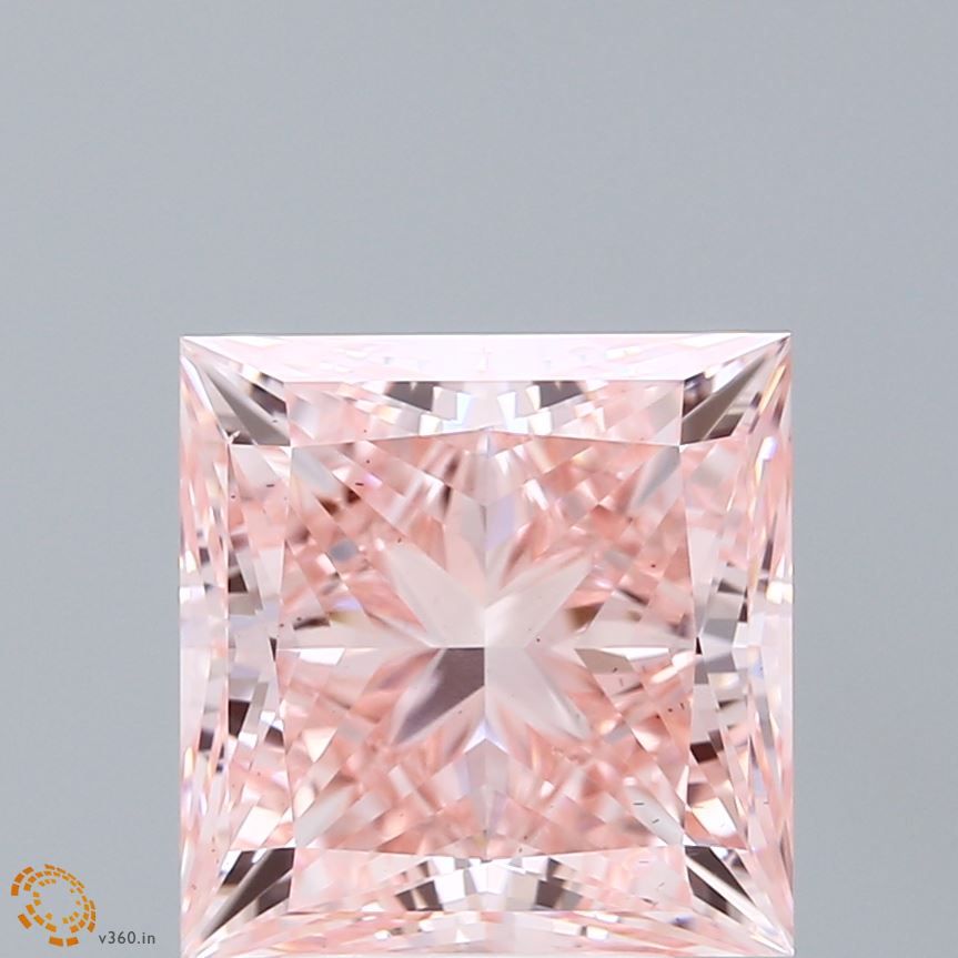 Lab-Grown Princess Diamond - 5.01 Carats, Fancy Intense Pink Color, VS2 Clarity - Certified by IGI - Report Number: LG664410679