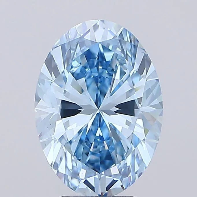 3.00ct Oval Lab Grown Diamond (Colour Fancy Vivid Blue, Clarity VS2, IGI Certified)
