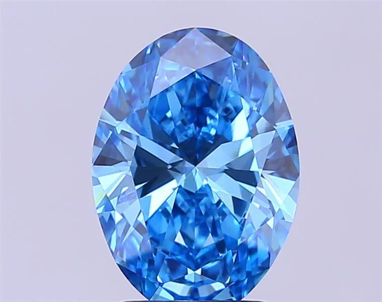 3.01ct Oval Lab Grown Diamond (Colour Fancy Vivid Blue, Clarity VVS2, IGI Certified)