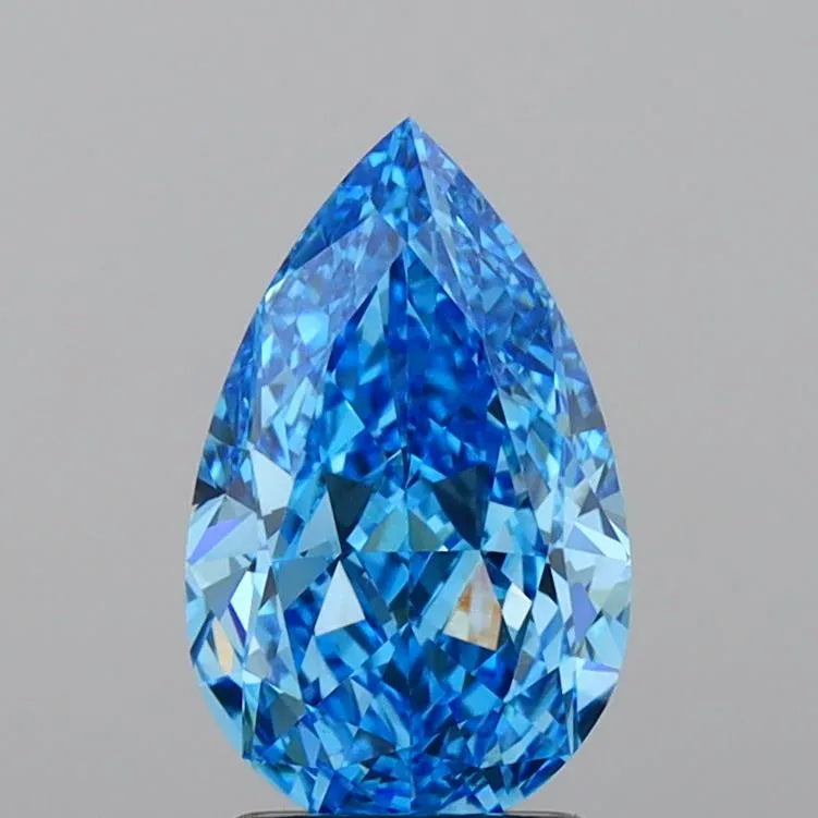 3.01ct Pear Lab Grown Diamond (Colour Fancy Vivid Blue, Clarity VS1, IGI Certified)