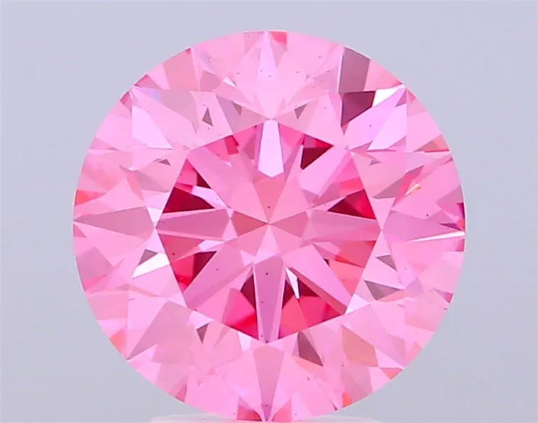 3.06ct Round Lab Grown Diamond (Colour Fancy Vivid Pink, Clarity VS1, Cut ID, IGI Certified)