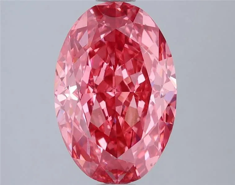 3.08ct Oval Lab Grown Diamond (Colour Fancy Vivid Pink, Clarity VS2, IGI Certified)