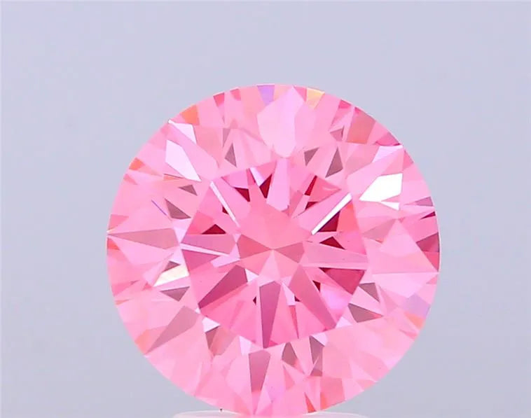 3.08ct Round Lab Grown Diamond (Colour Fancy Vivid Pink, Clarity VVS2, Cut ID, IGI Certified)
