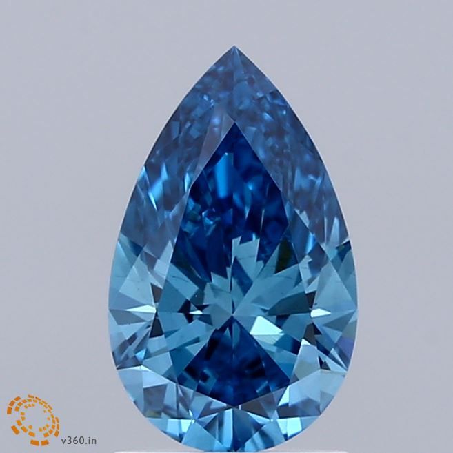 Lab-Grown Pear Diamond - 1.03 Carats, Fancy Vivid Blue Color, VS2 Clarity - Certified by IGI - Report Number: LG671498872