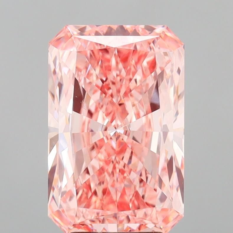 Lab-Grown Radiant Diamond - 4.03 Carats, Fancy Vivid Pink Color, VS1 Clarity - Certified by IGI - Report Number: LG692518273