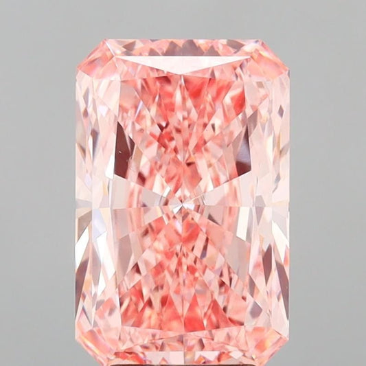 Lab-Grown Radiant Diamond - 4.03 Carats, Fancy Vivid Pink Color, VS1 Clarity - Certified by IGI - Report Number: LG692518273