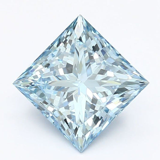 Lab-Grown Princess Diamond - 1.77 Carats, Fancy Vivid Blue Color, VVS2 Clarity - Certified by IGI - Report Number: LG629484075