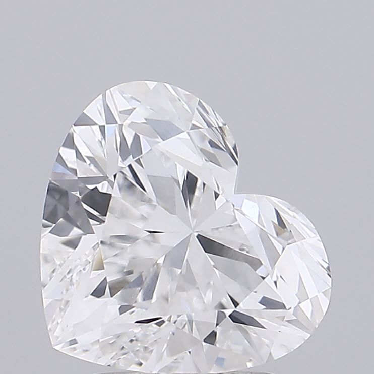 Lab-Grown Heart Diamond - 2.56 Carats, D Color, VVS2 Clarity - Certified by IGI - Report Number: LG675589801