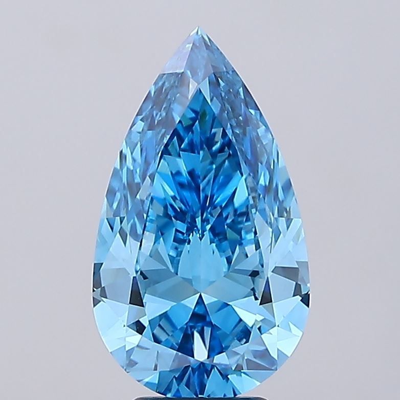 Lab-Grown Pear Diamond - 5.03 Carats, Fancy Vivid Blue Color, VS1 Clarity - Certified by IGI - Report Number: LG683551723