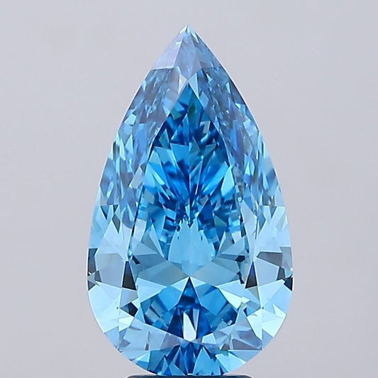 Lab-Grown Pear Diamond - 5.03 Carats, Fancy Vivid Blue Color, VS1 Clarity - Certified by IGI - Report Number: LG683551723