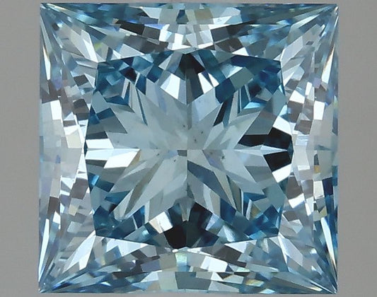 Lab-Grown Princess Diamond - 2.07 Carats, Fancy Vivid Blue Color, VS2 Clarity - Certified by IGI - Report Number: LG633474227