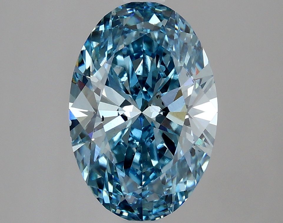 Lab-Grown Oval Diamond - 2.55 Carats, Fancy Vivid Blue Color, VS2 Clarity - Certified by IGI - Report Number: LG634426726