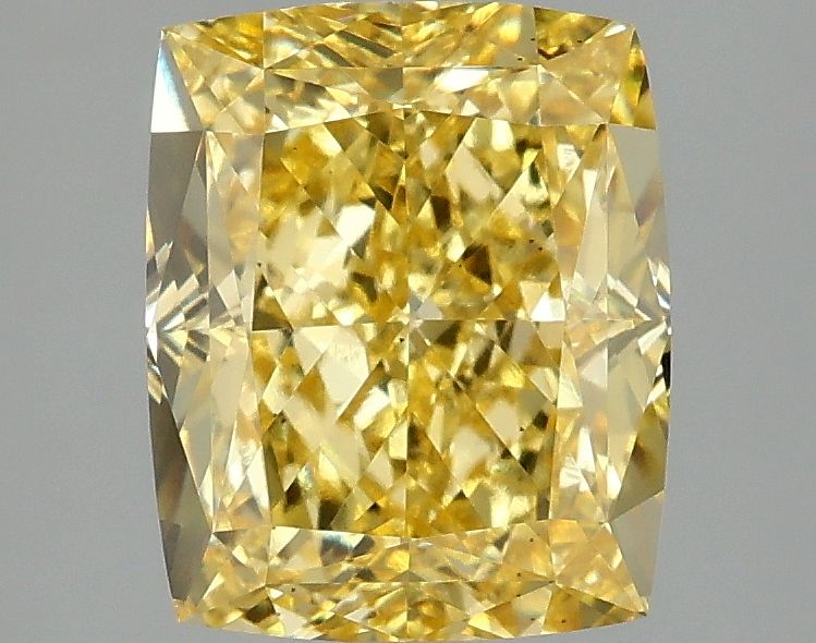 Lab-Grown Cushion Diamond - 3.03 Carats, Fancy Vivid Yellow Color, VS2 Clarity - Certified by IGI - Report Number: LG669460919