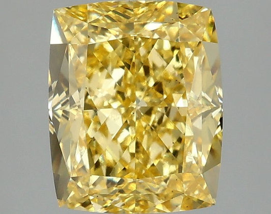 Lab-Grown Cushion Diamond - 3.03 Carats, Fancy Vivid Yellow Color, VS2 Clarity - Certified by IGI - Report Number: LG669460919