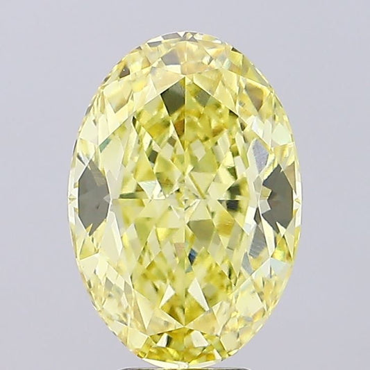 Lab-Grown Oval Diamond - 7.1 Carats, Fancy Vivid Yellow Color, VVS2 Clarity - Certified by IGI - Report Number: LG659437767