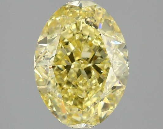 Lab-Grown Oval Diamond - 3.01 Carats, Fancy Vivid Yellow Color, VVS2 Clarity - Certified by IGI - Report Number: LG687565990