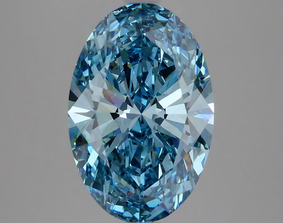 Lab-Grown Oval Diamond - 3.55 Carats, Fancy Vivid Blue Color, VS1 Clarity - Certified by IGI - Report Number: LG625410139