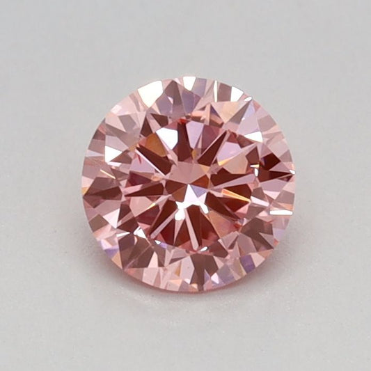 Lab-Grown Round Diamond - 0.4 Carats, Fancy Vivid Pink Color, VS1 Clarity - Certified by IGI - Report Number: LG670438726