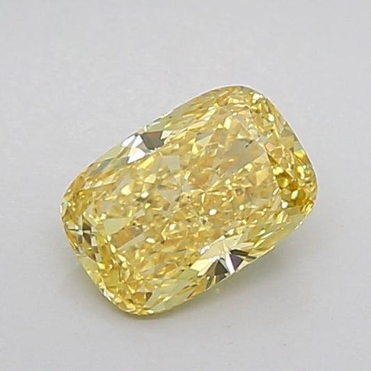 Lab-Grown Cushion Diamond - 1.13 Carats, Fancy Vivid Yellow Color, VS1 Clarity - Certified by IGI - Report Number: LG654458236