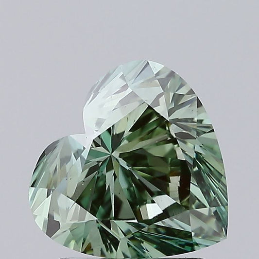 Lab-Grown Heart Diamond - 2.0 Carats, Fancy Vivid Green Color, VS2 Clarity - Certified by IGI - Report Number: LG606328340