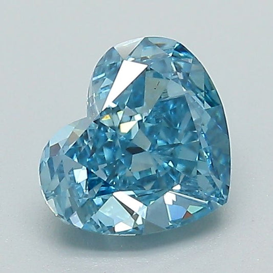 Lab-Grown Heart Diamond - 1.17 Carats, Fancy Vivid Blue Color, VVS2 Clarity - Certified by IGI - Report Number: LG633436625