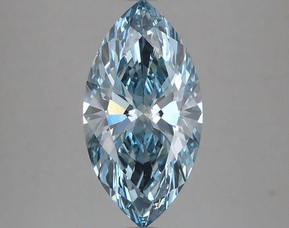 Lab-Grown Marquise Diamond - 2.97 Carats, Fancy Vivid Blue Color, VS1 Clarity - Certified by IGI - Report Number: LG633483250