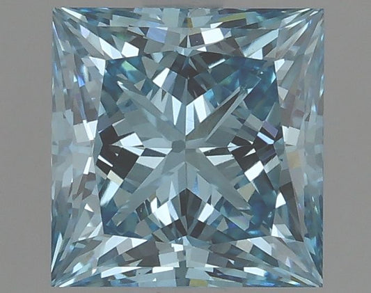 Lab-Grown Princess Diamond - 2.05 Carats, Fancy Vivid Blue Color, VS1 Clarity - Certified by IGI - Report Number: LG625443124