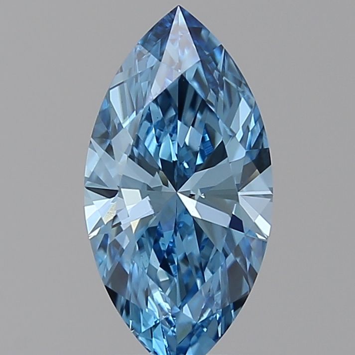 Lab-Grown Marquise Diamond - 0.99 Carats, Fancy Vivid Blue Color, VS1 Clarity - Certified by IGI - Report Number: LG585336475