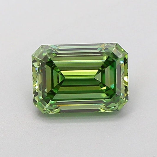 Lab-Grown Emerald Diamond - 1.55 Carats, Fancy Vivid Green Color, VVS2 Clarity - Certified by IGI - Report Number: LG652473098