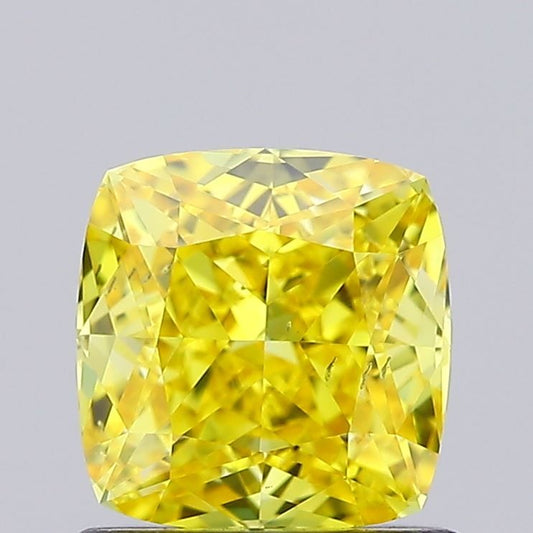 Lab-Grown Cushion Diamond - 1.05 Carats, Fancy Vivid Yellow Color, VS2 Clarity - Certified by IGI - Report Number: LG659431323