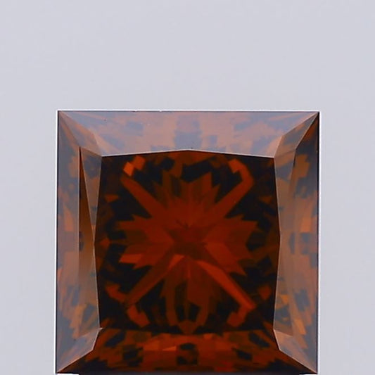 Lab-Grown Princess Diamond - 1.54 Carats, Fancy Deep Orange Color, VVS2 Clarity - Certified by IGI - Report Number: LG650486220