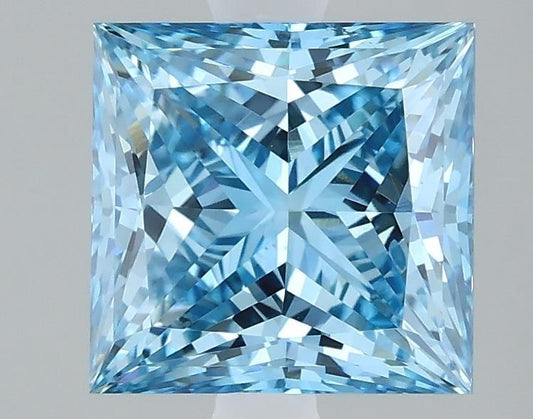 Lab-Grown Princess Diamond - 1.78 Carats, Fancy Vivid Blue Color, SI1 Clarity - Certified by IGI - Report Number: LG611373019