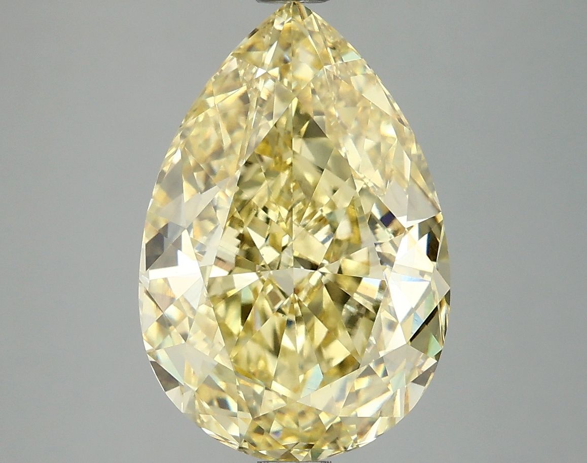 Lab-Grown Pear Diamond - 5.03 Carats, Fancy Vivid Yellow Color, VS2 Clarity - Certified by IGI - Report Number: LG677527656