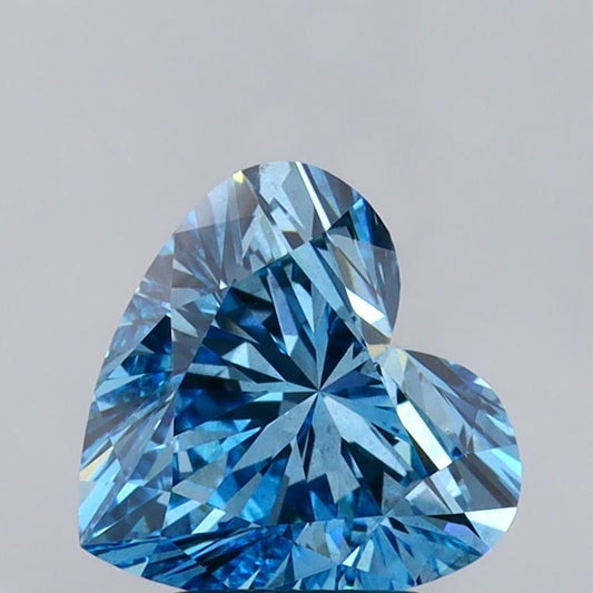 Lab-Grown Heart Diamond - 2.51 Carats, Fancy Vivid Blue Color, VS2 Clarity - Certified by IGI - Report Number: LG607326384