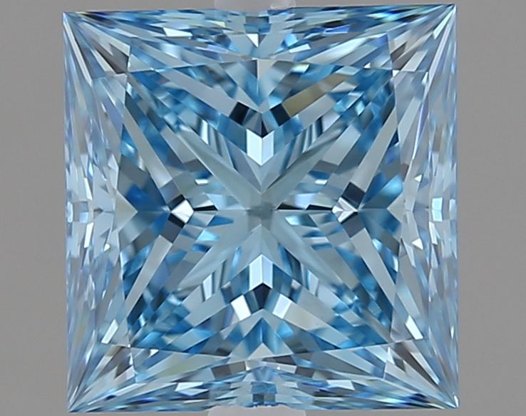 Lab-Grown Princess Diamond - 2.03 Carats, Fancy Vivid Blue Color, VVS2 Clarity - Certified by IGI - Report Number: LG616414516
