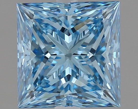 Lab-Grown Princess Diamond - 2.03 Carats, Fancy Vivid Blue Color, VVS2 Clarity - Certified by IGI - Report Number: LG616414516