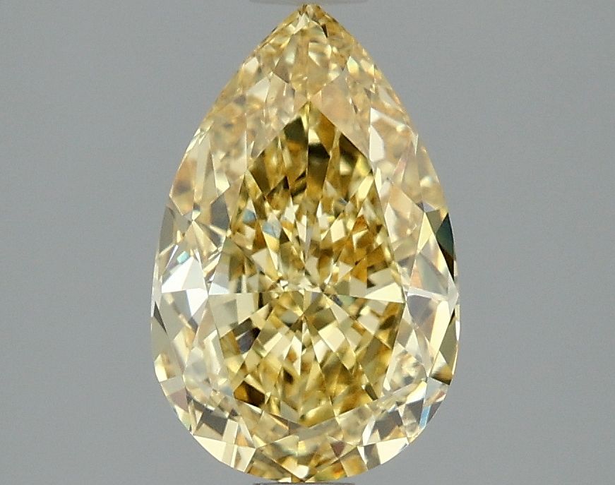Lab-Grown Pear Diamond - 2.03 Carats, Fancy Intense Yellow Color, VVS2 Clarity - Certified by IGI - Report Number: LG663414719