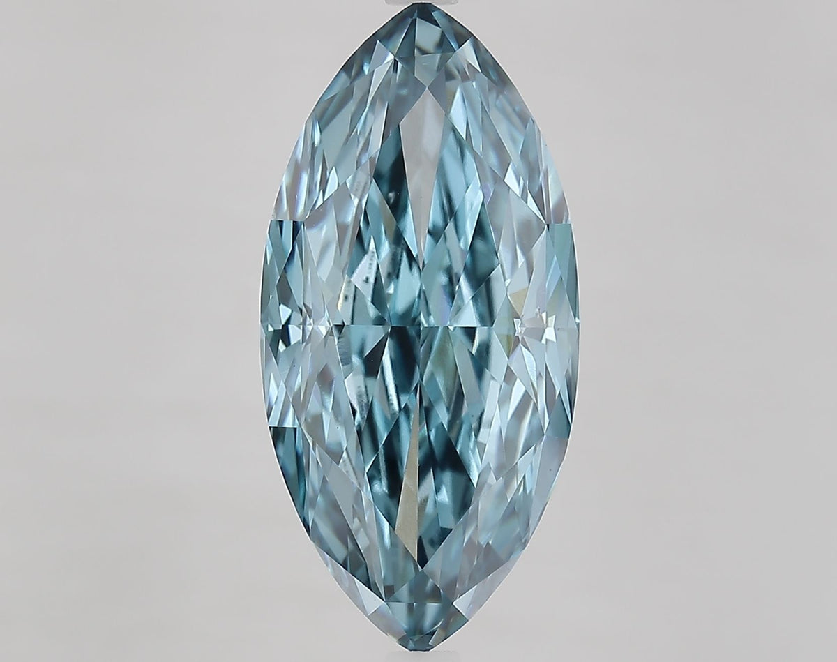 Lab-Grown Marquise Diamond - 8.17 Carats, Fancy Vivid Blue Color, VS1 Clarity - Certified by IGI - Report Number: LG675551833