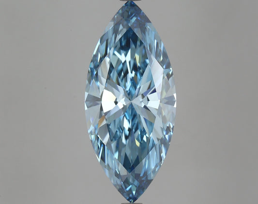 Lab-Grown Marquise Diamond - 5.17 Carats, Fancy Vivid Blue Color, VS1 Clarity - Certified by IGI - Report Number: LG610347968